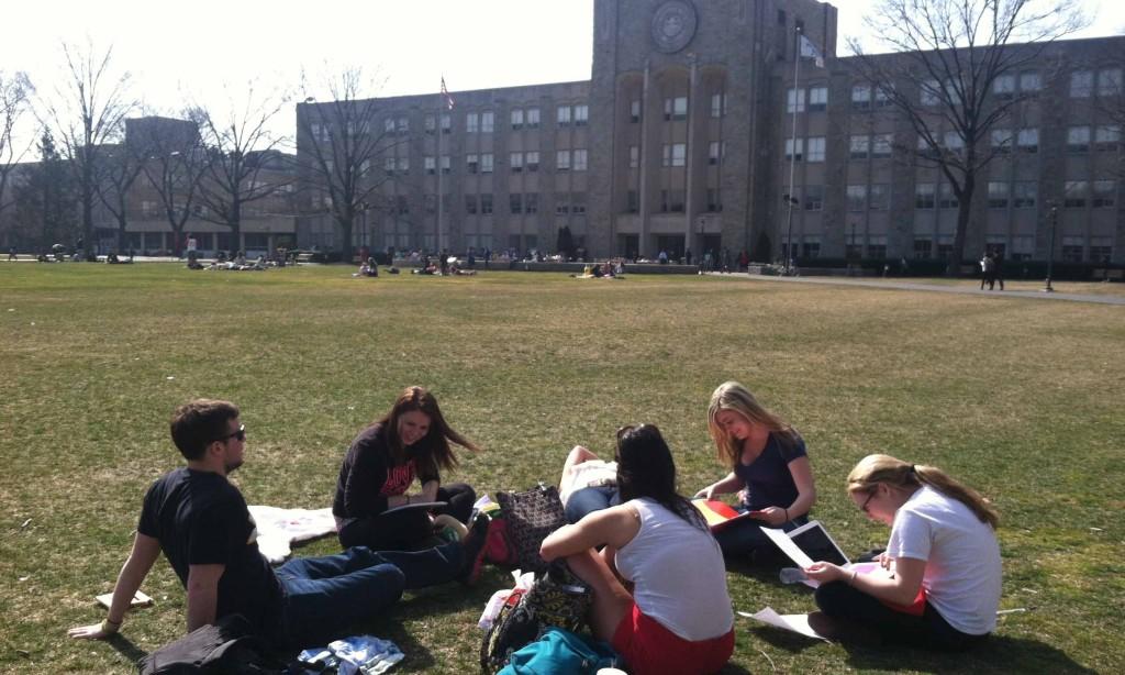 Students relax on campus during finals week last semester