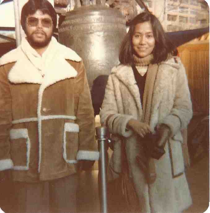Dr. Gempesaw with his wife Clavel at the Liberty Bell in 1981.