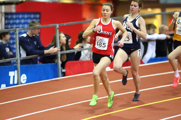 Stephenie Van Pelt  broke a 31-year-old St. John’s record in the outdoor 1,500-meter event with a time of 4:27.10.