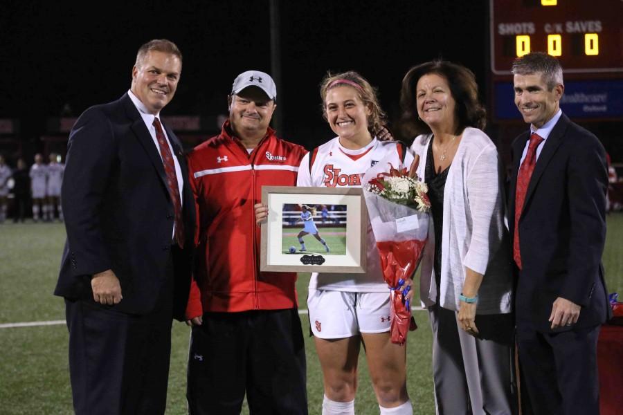 Emily Cubbages physicality and grit on the pitch has been instrumental to the success of St. Johns womens soccer over the last four seasons (Photo: Gina Palermo, Design Editor)