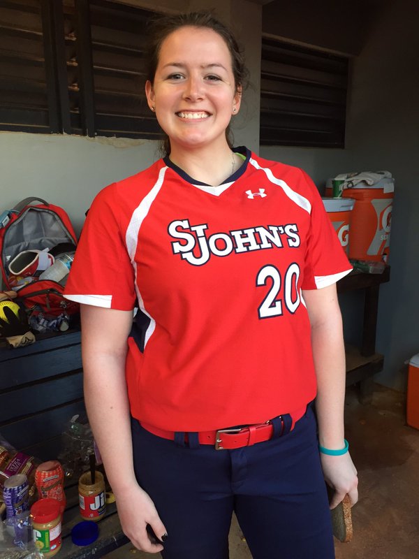 Freshman Madison Morris made her mark in her collegiate debut, tossing a no-hitter in a 12-0 St. Johns victory Saturday (Photo: Twitter @StJohnsSoftball)