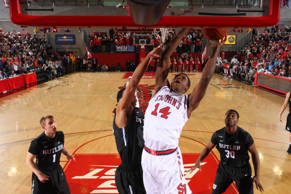 Kassoum Yakwe fights at the rim against Butler (Photo: St. Johns Athletic Communications)