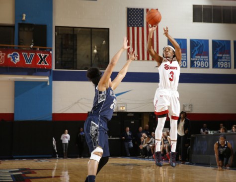 A dominant Aliyyah Handford (game-high 22 points) led St. Johns past Georgetown in the 1st round of the Big East Tournament (Photo: St. Johns Athletic Communications)