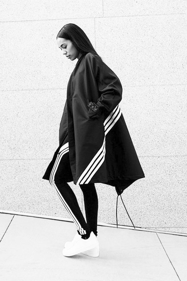 Blogger Aleali May wearing Adidas for her website.