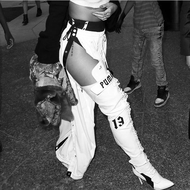 Rihanna walking in Fenty x Puma.