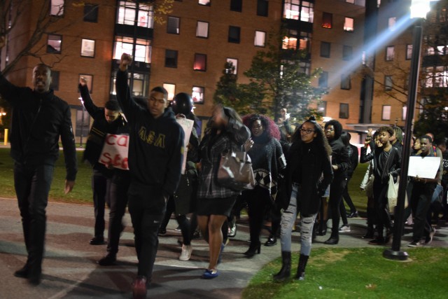 Students march together on Black Solidarity Day