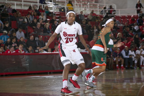 Akina Wellere leads the Red Storm in points per game early this season. (Photo Credit: RedStormSports.com).