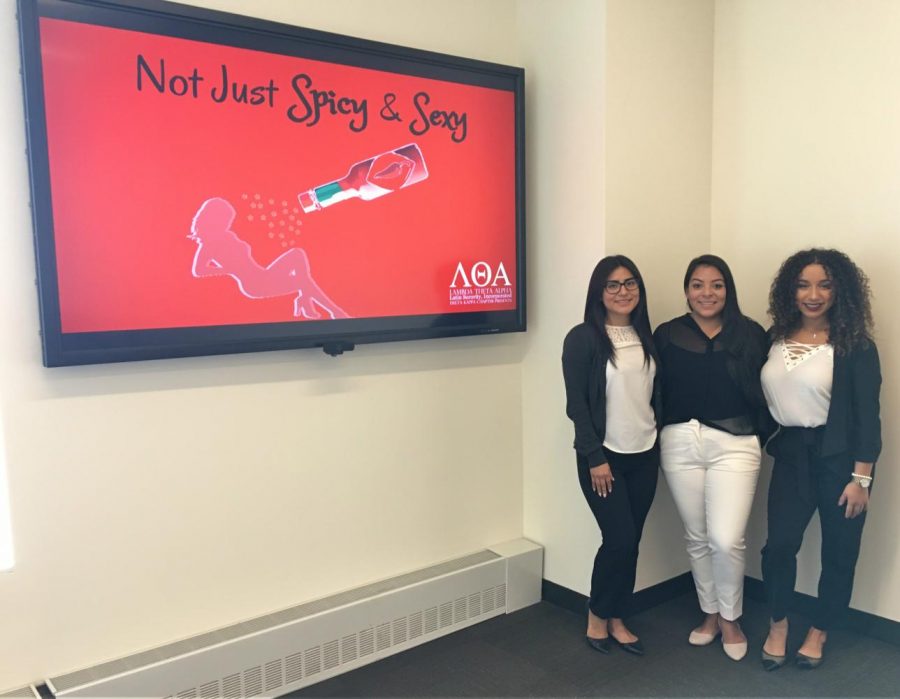 Maryann Rodas, Andrea Sifunentes and Nadine Rivera represented their sorority for the discussion in the DAngelo Center.