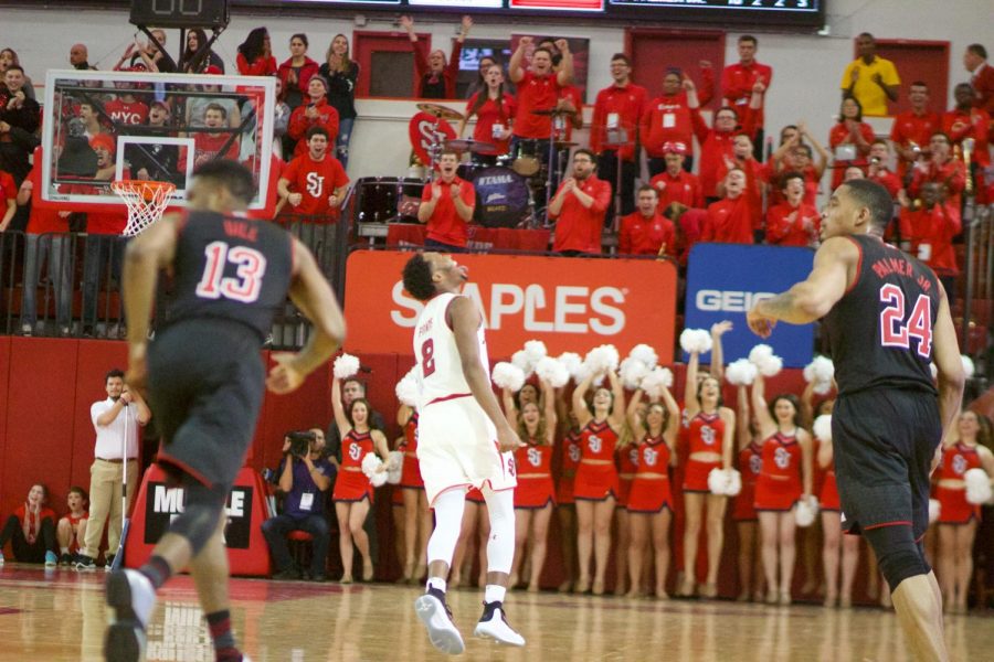 Shamorie Ponds led all scorers with 22 points in a 79-56 victory over Nebraska Thursday night (Torch Photo/Nick Bello). 