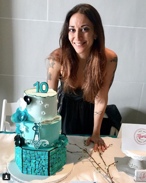 Cunningham with a cake that she entered into a taste and cake art competition.