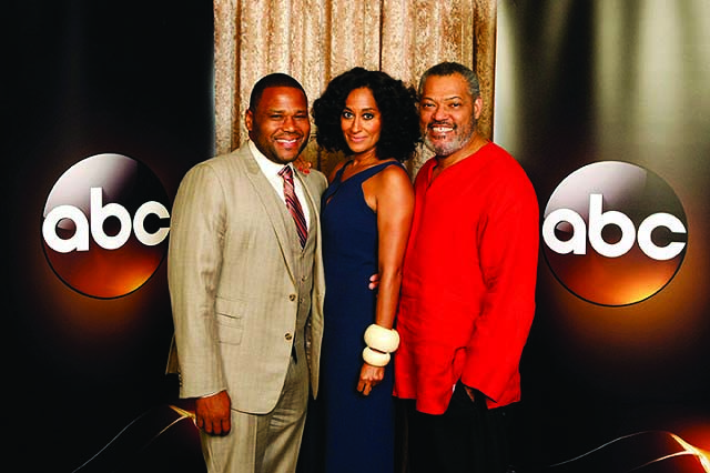 Anthony Anderson, Tracee Ellis Ross and Laurence Fishburne star in ABC’s “Black-ish.”
