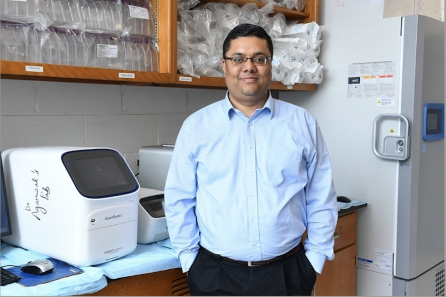 Saurabh Agarwal, Ph.D., an assistant professor in the department of Pharmaceutical Sciences, recently received two grants from St. Baldrick’s Foundation to support his research to cure pediatric neuroblastoma.

PHOTO CREDIT/ UNIVERSITY RELATIONS