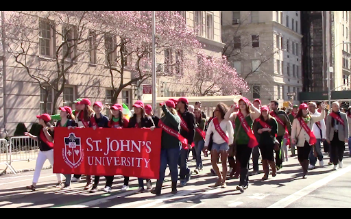 St. John’s marches in St. Patrick’s Day Parade in 2016.
