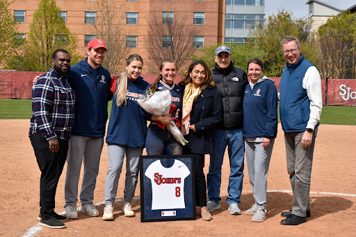 On April 27, Amy Mallah was honored during the last home series of the season for senior day.

Torch Photo / Megan Chapman
