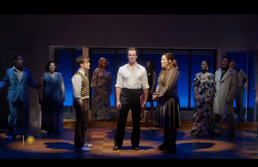 Jonathan Groff, Daniel Radcliffe and Lindsay Mendez star in the Merrily We Roll Along Revival.
 Photo Courtesy / YouTube CBS Sunday Morning

